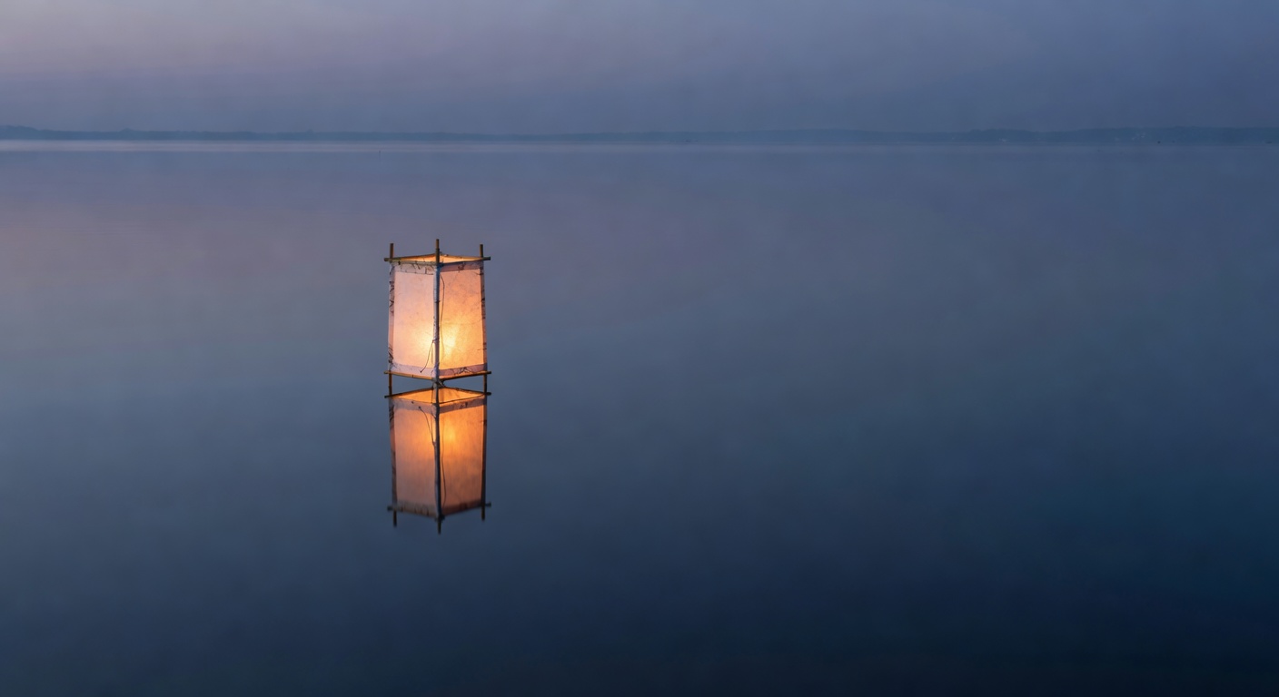 Floating lanterns at dusk